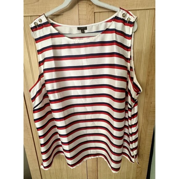 NWT TALBOTS WOMAN PLUS RUGBY MULTI STRIPE TOP BLOUSE SIZE 3XL RETAIL $89 *READ* - Picture 2 of 5